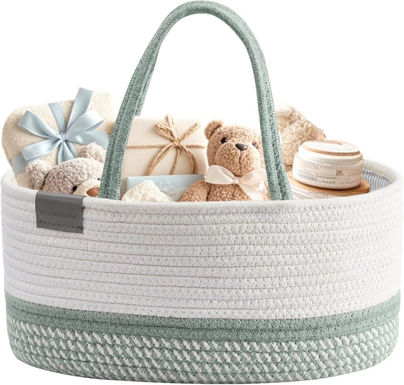 DECOMOMO Diaper Caddy Organizer - Spiral Green & White - Image 1